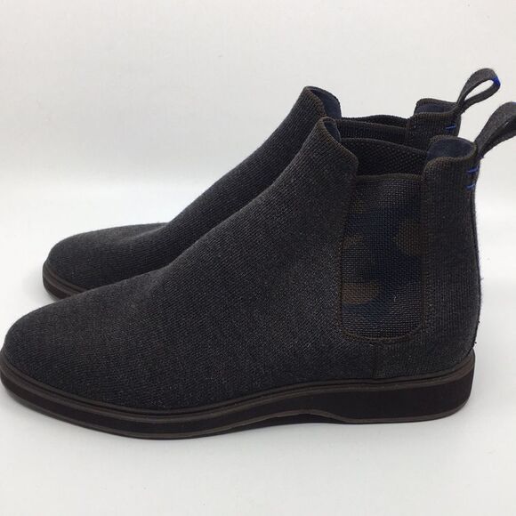 Rothy's The Chelsea Charcoal Gray Brown Knit Merino Wool Blend Ankle Boot 11.5 - Picture 6 of 17